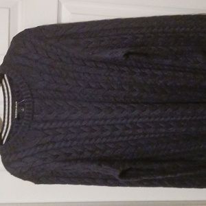Mizzen+Main Navy Cable Knit Crewneck Sweater